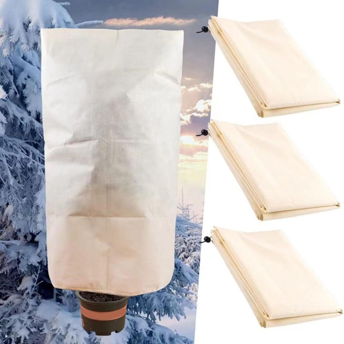 Plant Protecting Bag Plantguard Frost Blankets Breathable for Plants Beige
