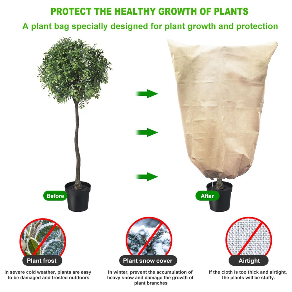 Plant Protecting Bag Plantguard Frost Blankets Breathable for Plants Beige