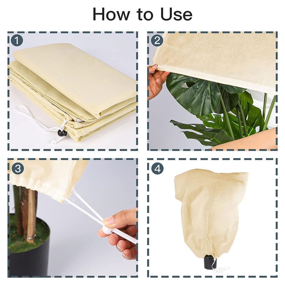 Plant Protecting Bag Plantguard Frost Blankets Breathable for Plants Beige