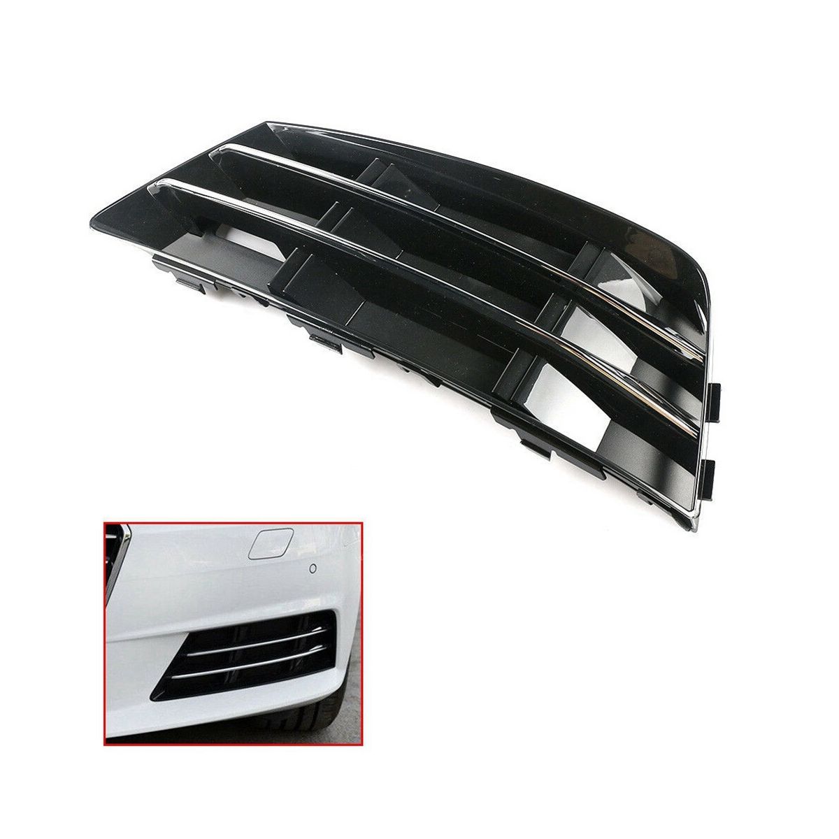 8W0807681R 8W0807682R Front Bar Lower Center Grille Chrome Fog Light Grille Cover Auto for Audi AUDI A4 B9 2016-2017