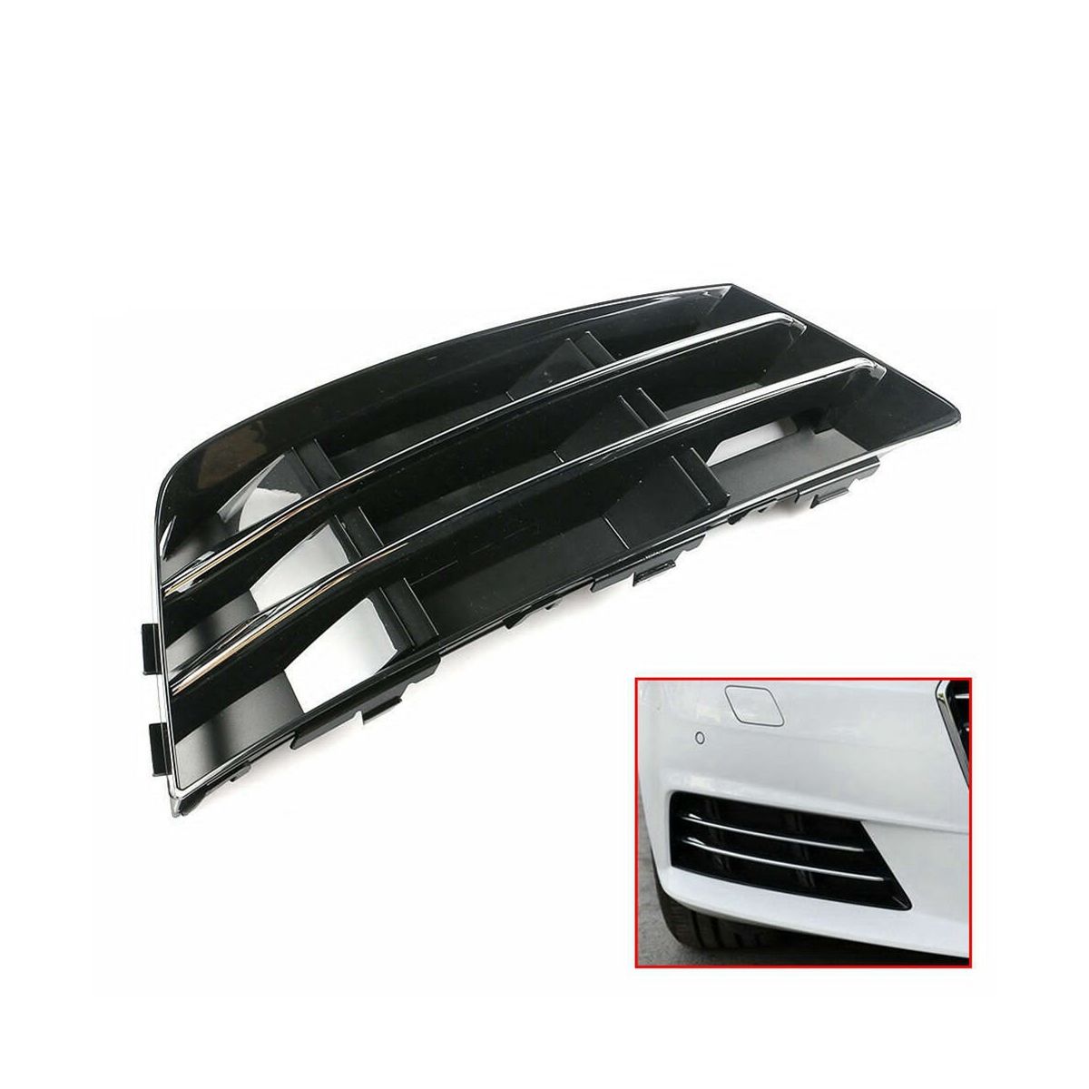 8W0807681R 8W0807682R Front Bar Lower Center Grille Chrome Fog Light Grille Cover Auto for Audi AUDI A4 B9 2016-2017
