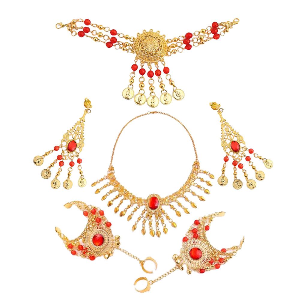 Indian Belly Dance Necklace Earrings Set For Bridal/Girl Costume