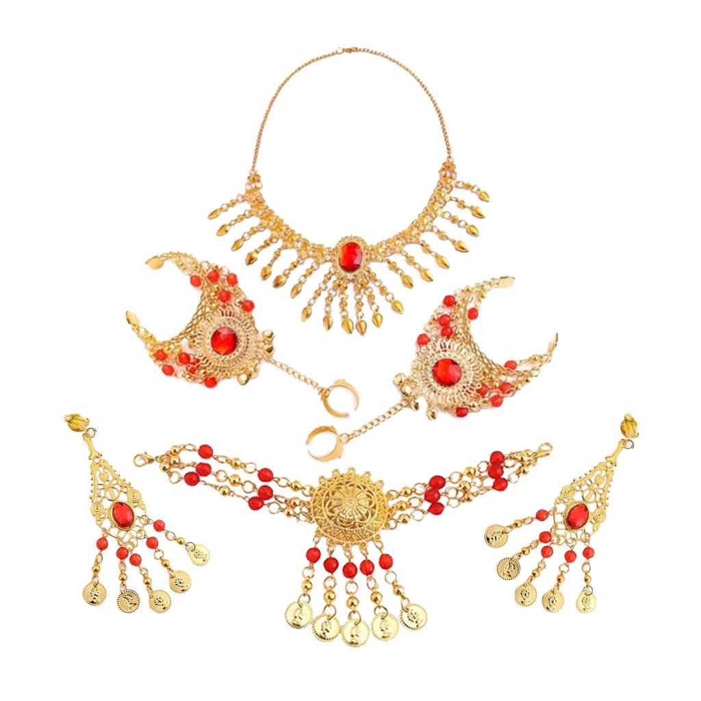 Indian Belly Dance Necklace Earrings Set For Bridal/Girl Costume