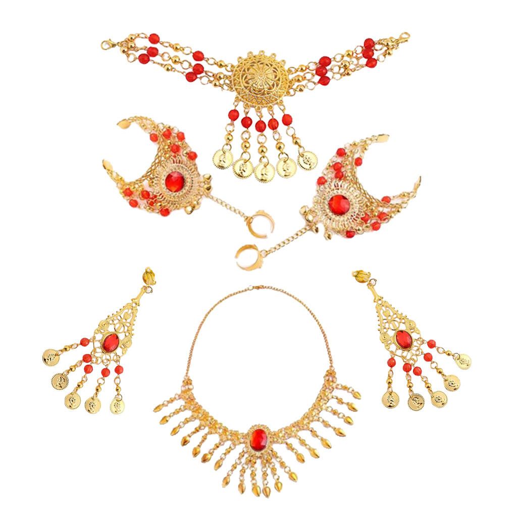 Indian Belly Dance Necklace Earrings Set For Bridal/Girl Costume