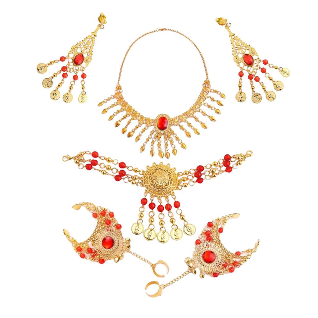 Indian Belly Dance Necklace Earrings Set For Bridal/Girl Costume