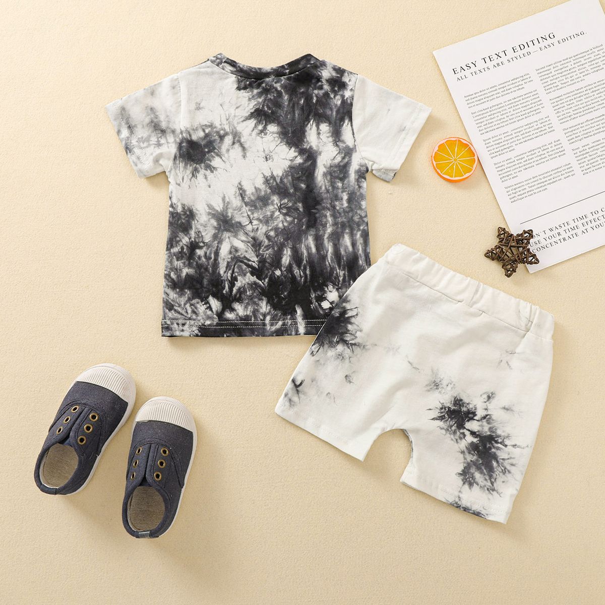 Baby Boy Outfit Short Sleeve O Neck T-shirt Shorts Tie-Green