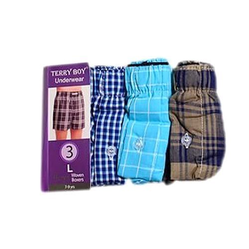 Boys Plaid Woven Boxers - COLOUR MAY VARY- 3 IN 1 PACK