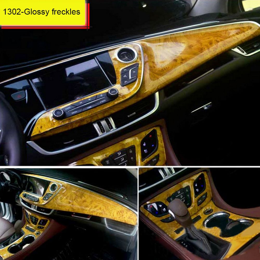1Mx30cm Car Interior Bright Surface Film Wood Grain Sticker