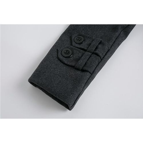 Gray Autumn Winter New Men Coat Casual Mid-length Woolen Double Breasted Windbreaker Belt