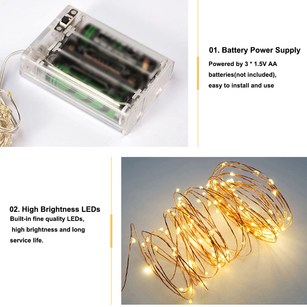 Led String Light 5M/16.4ft With 50 LEDs Copper Wire Starry