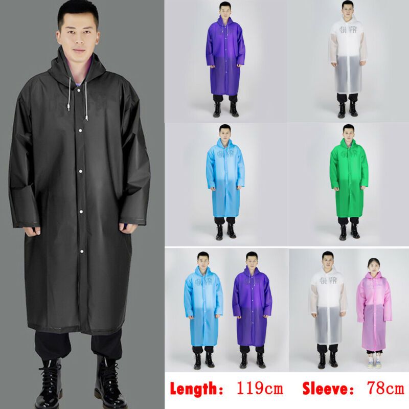 Waterproof Jacket EVA Button Hooded Raincoat