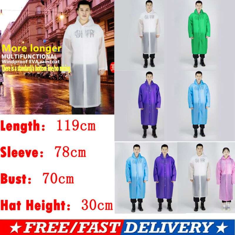Waterproof Jacket EVA Button Hooded Raincoat