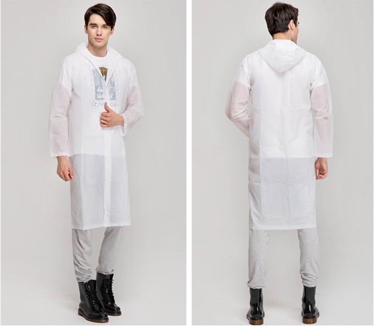 Waterproof Jacket EVA Button Hooded Raincoat