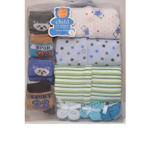 Newborn Baby Gift Set 3 Longsleeve Overall+4 Socks+3 Towels