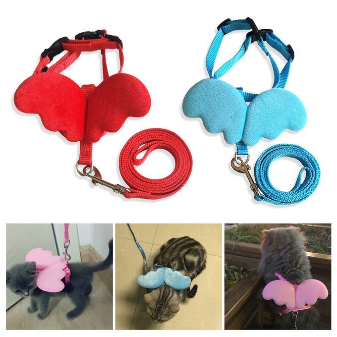 Cute Angel Wing Pet Dog Leashes Collars For Small Adjustable Harness Blue