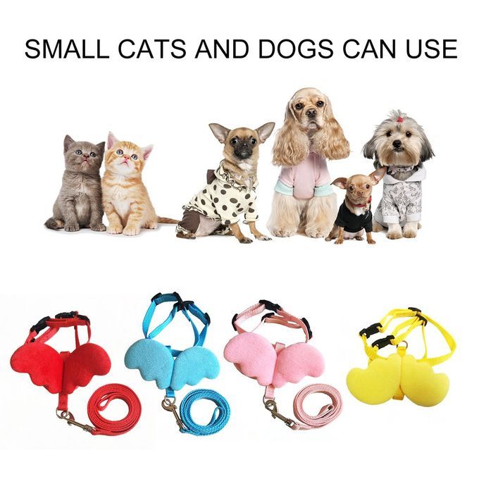 Cute Angel Wing Pet Dog Leashes Collars For Small Adjustable Harness Blue