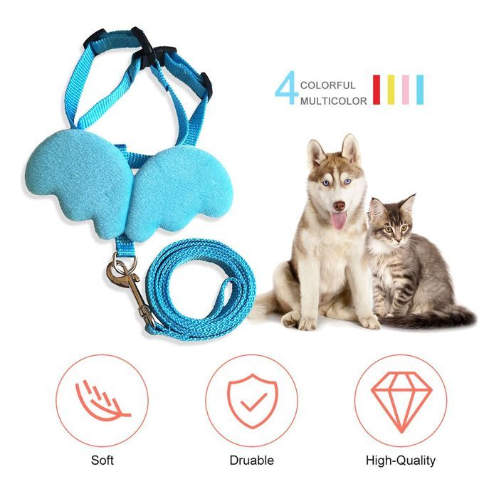 Cute Angel Wing Pet Dog Leashes Collars For Small Adjustable Harness Blue