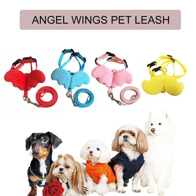 Cute Angel Wing Pet Dog Leashes Collars For Small Adjustable Harness Blue