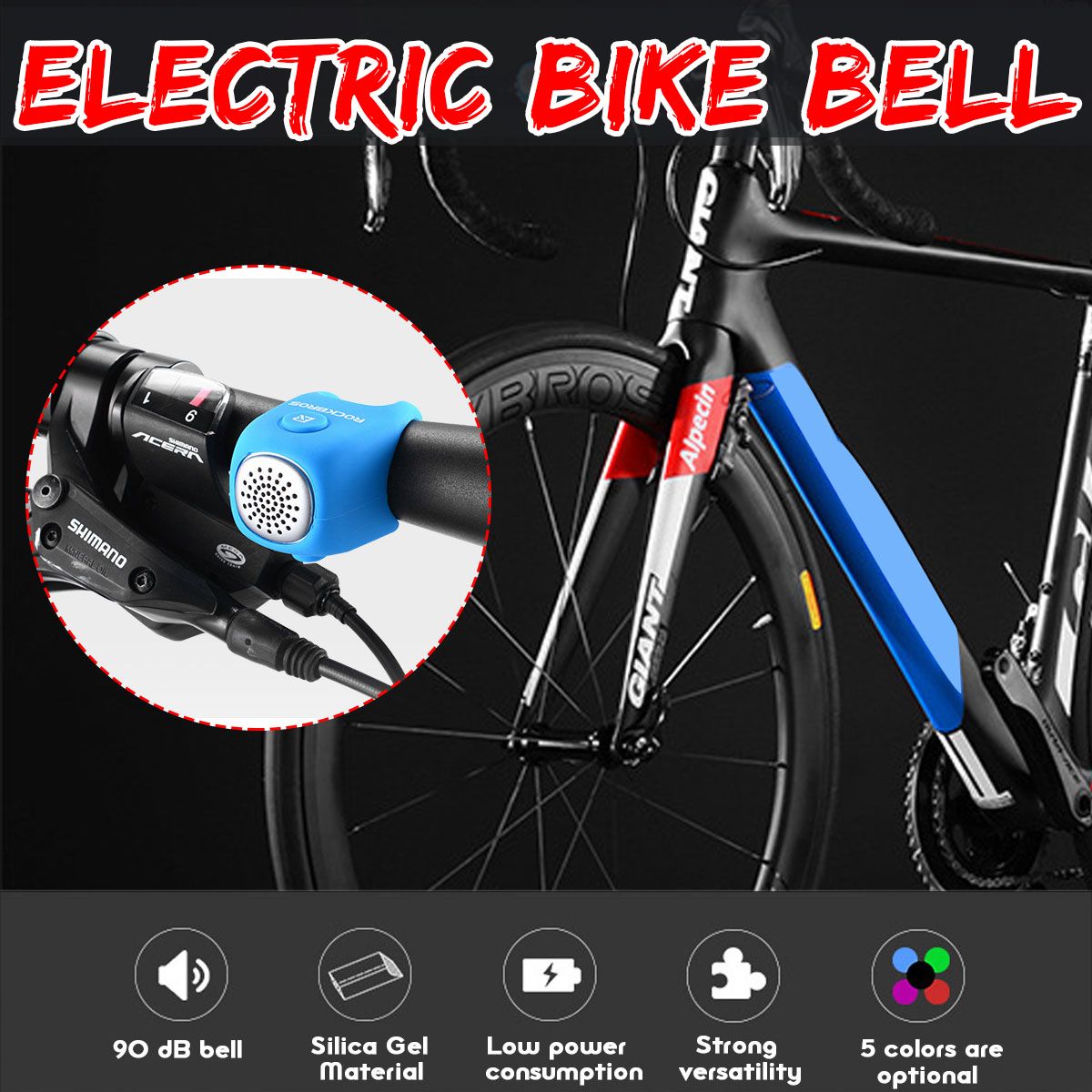 90dB Waterproof Bike Bell Electric Cycling Handlebar Horn Bicycle Safety Alarm Blue/Red/Green Blue