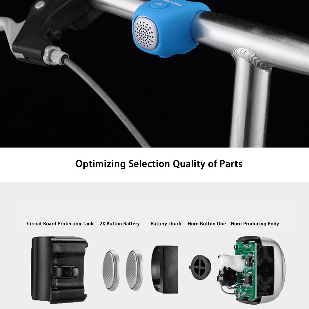 90dB Waterproof Bike Bell Electric Cycling Handlebar Horn Bicycle Safety Alarm Blue/Red/Green Blue