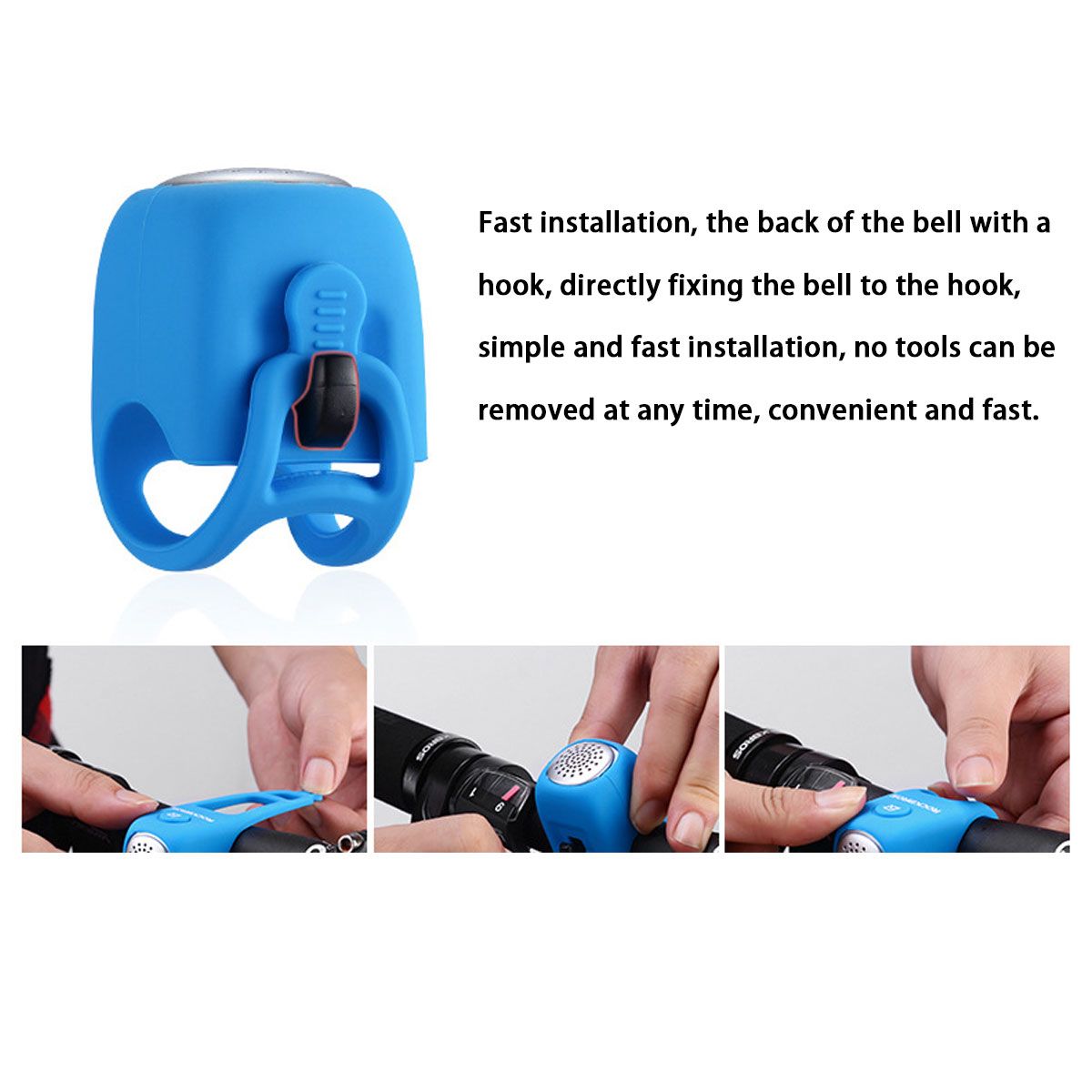 90dB Waterproof Bike Bell Electric Cycling Handlebar Horn Bicycle Safety Alarm Blue/Red/Green Blue