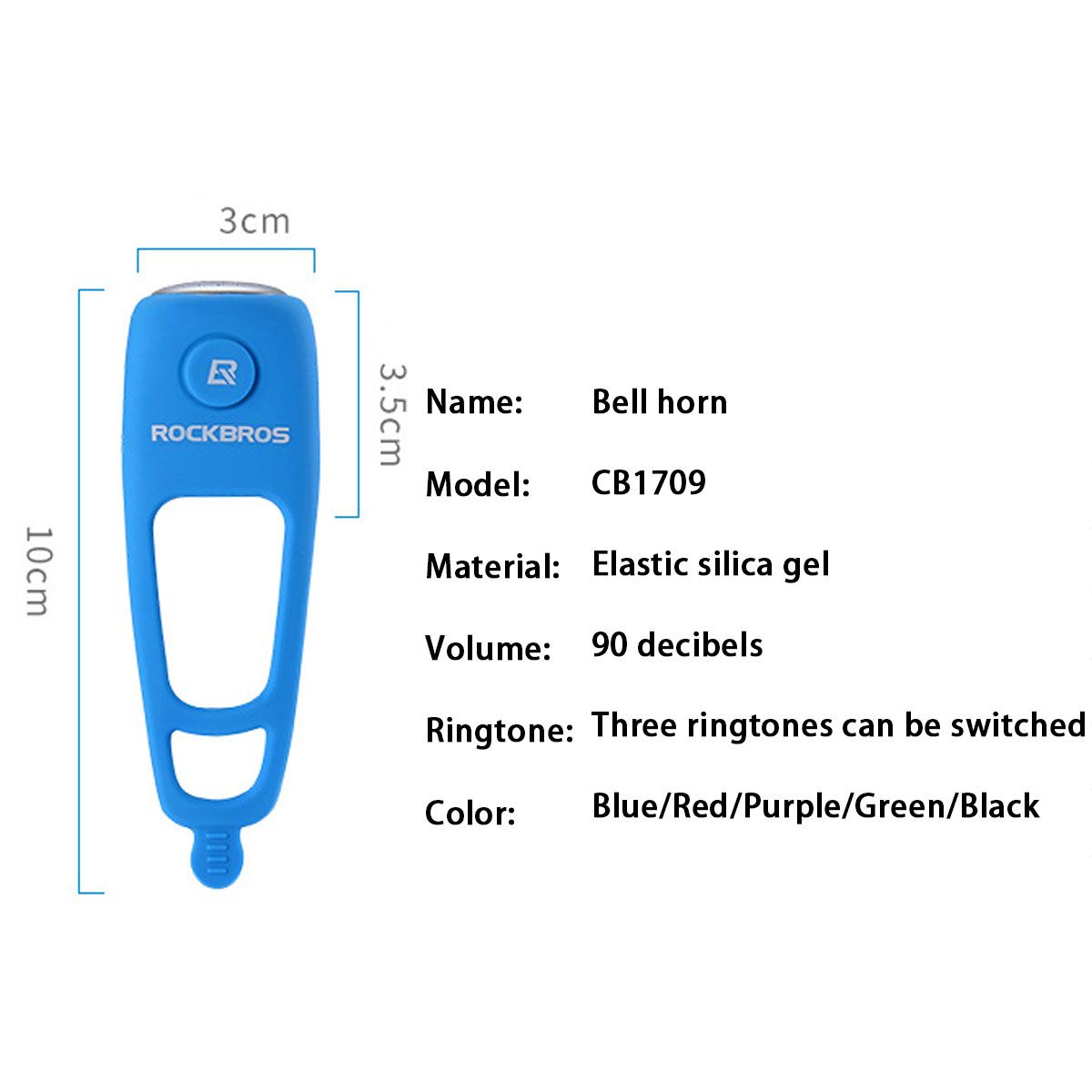 90dB Waterproof Bike Bell Electric Cycling Handlebar Horn Bicycle Safety Alarm Blue/Red/Green Blue