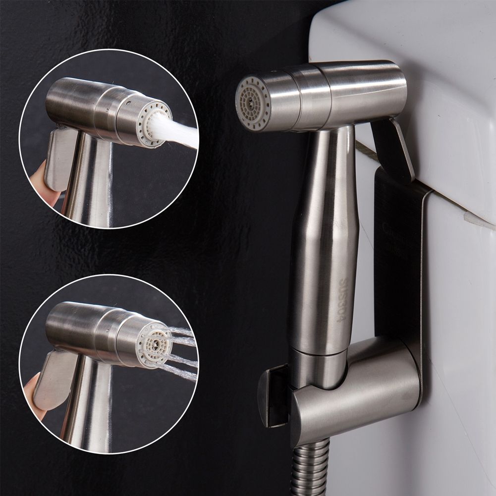 Stainless Steel Diaper Sprayer Shattaf Bidet Sprayer Set 2 Jets Handheld Toilet Sprayer Complete Bidet Set For Toilet, WS024AF2