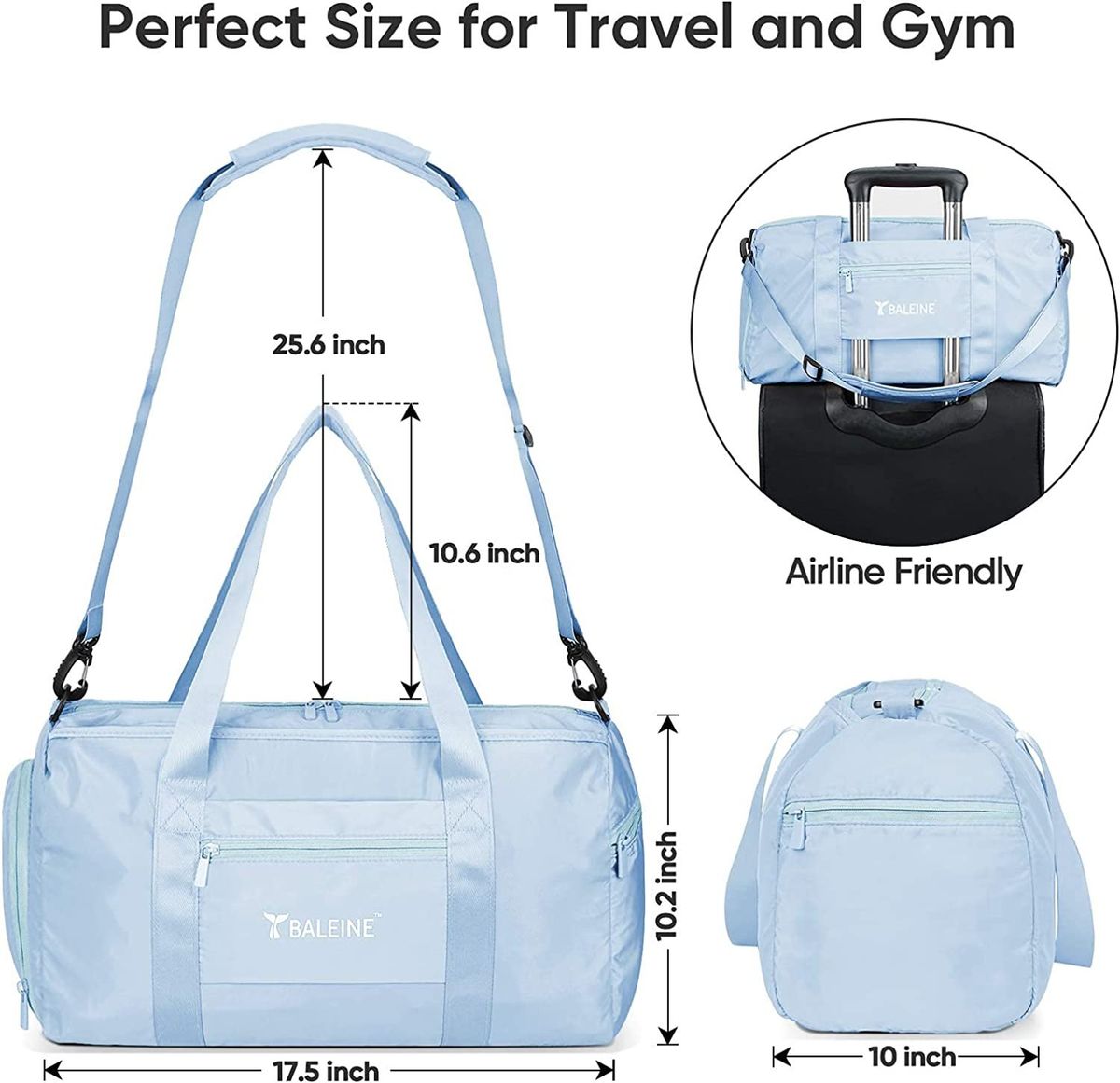 BALEINE Gym Bag For Women And Men, Small Duffel Sports, Gyms