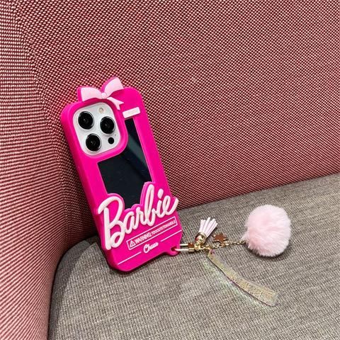 iPhone phone case for girls 3D silicone barbie with mirror