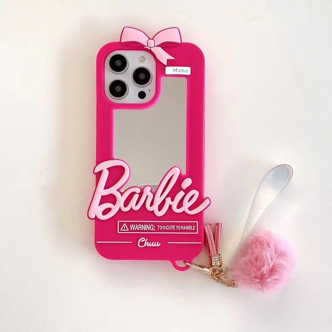 iPhone phone case for girls 3D silicone barbie with mirror