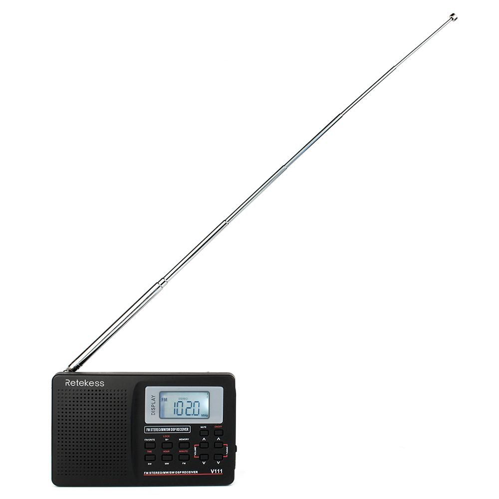 Retekess MW/FM/SW Stereo Radio 9KHz Pocket World Band Digital Tuning Radio Mini DSP Receiver Outdoor Radio w/ Earphone Lanyard 1.37