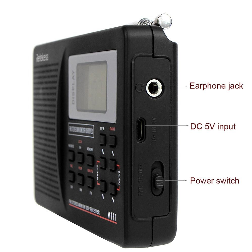 Retekess MW/FM/SW Stereo Radio 9KHz Pocket World Band Digital Tuning Radio Mini DSP Receiver Outdoor Radio w/ Earphone Lanyard 1.37