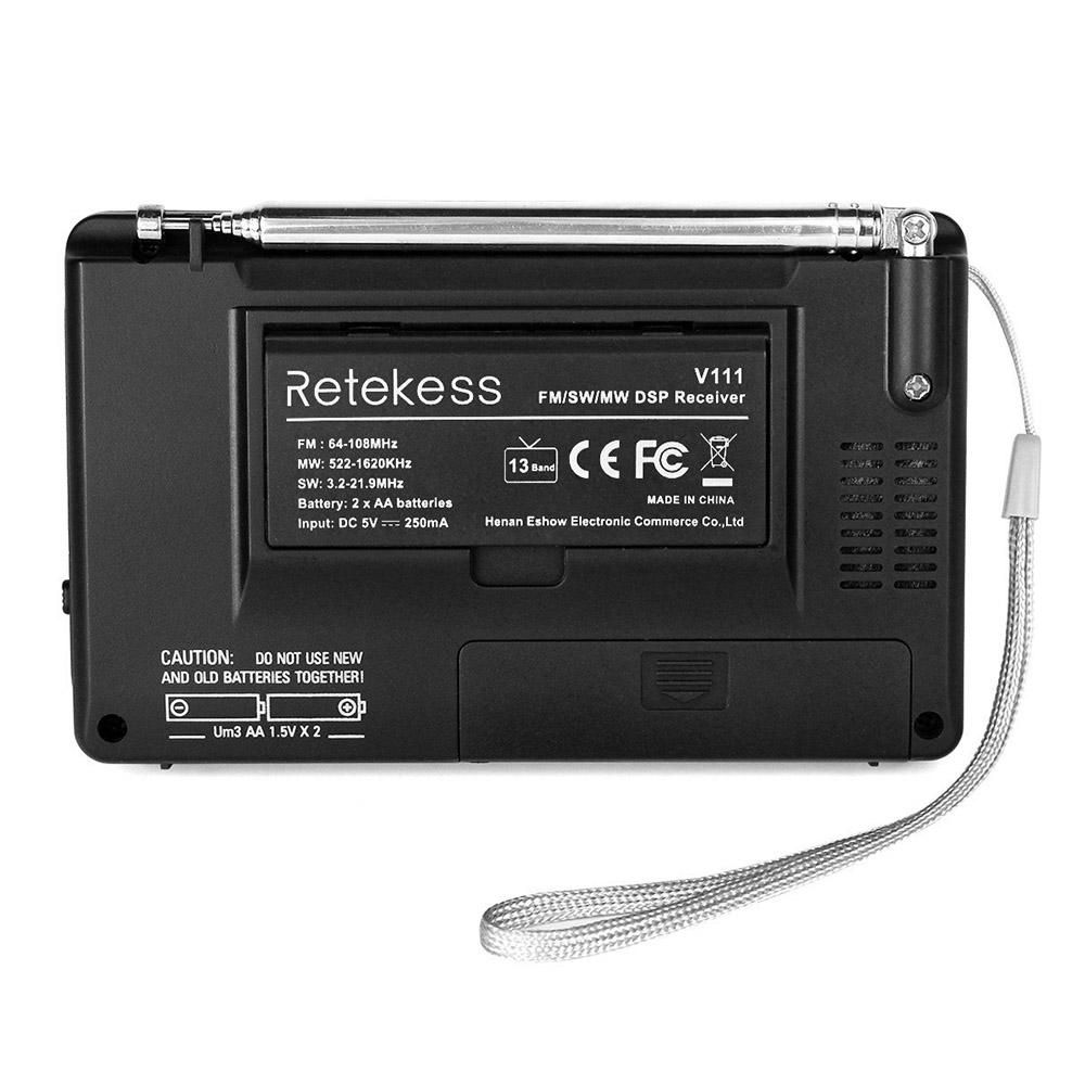 Retekess MW/FM/SW Stereo Radio 9KHz Pocket World Band Digital Tuning Radio Mini DSP Receiver Outdoor Radio w/ Earphone Lanyard 1.37
