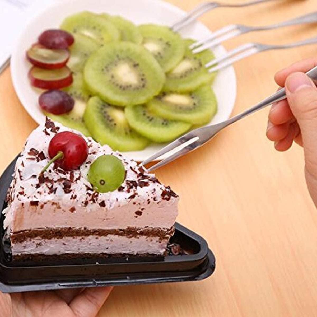 10Pcs Stainless Steel Reusable Fruit Fork Cake Snack Tool