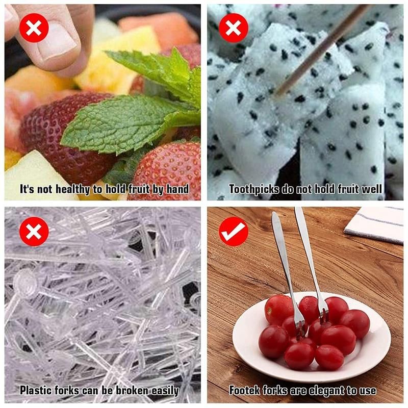 10Pcs Stainless Steel Reusable Fruit Fork Cake Snack Tool