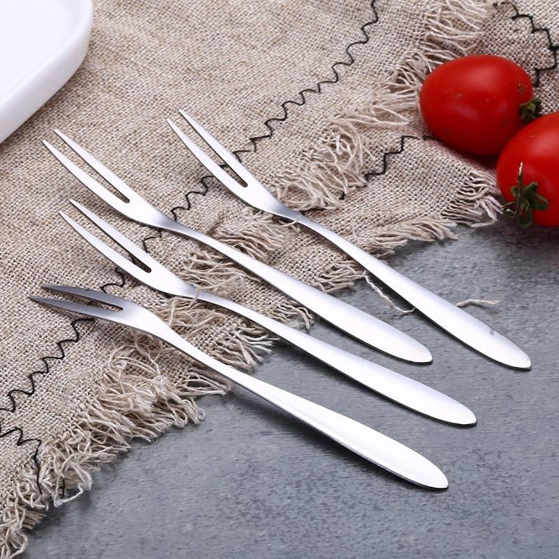10Pcs Stainless Steel Reusable Fruit Fork Cake Snack Tool