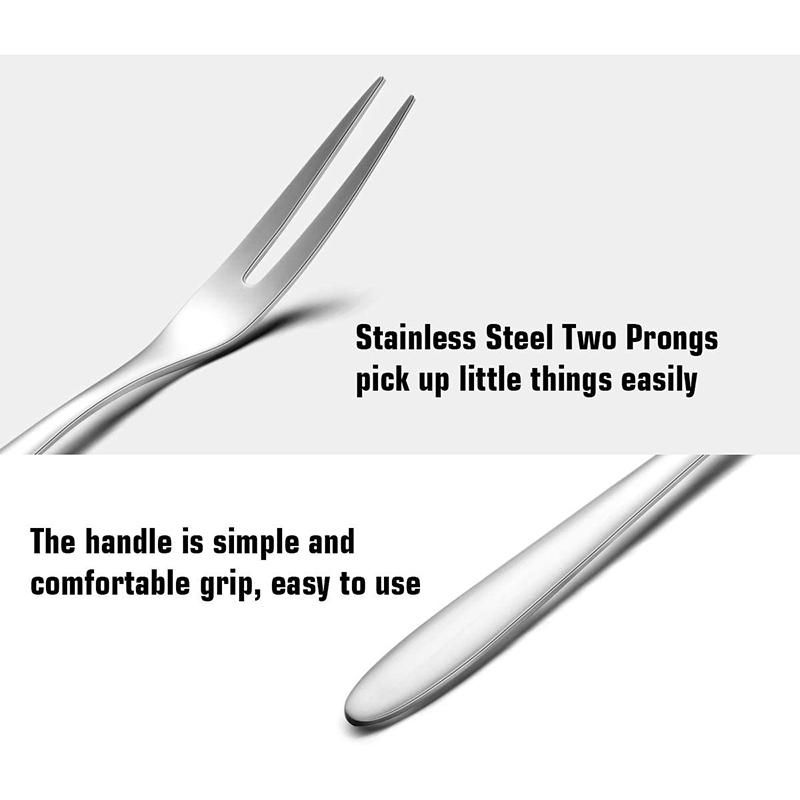 10Pcs Stainless Steel Reusable Fruit Fork Cake Snack Tool