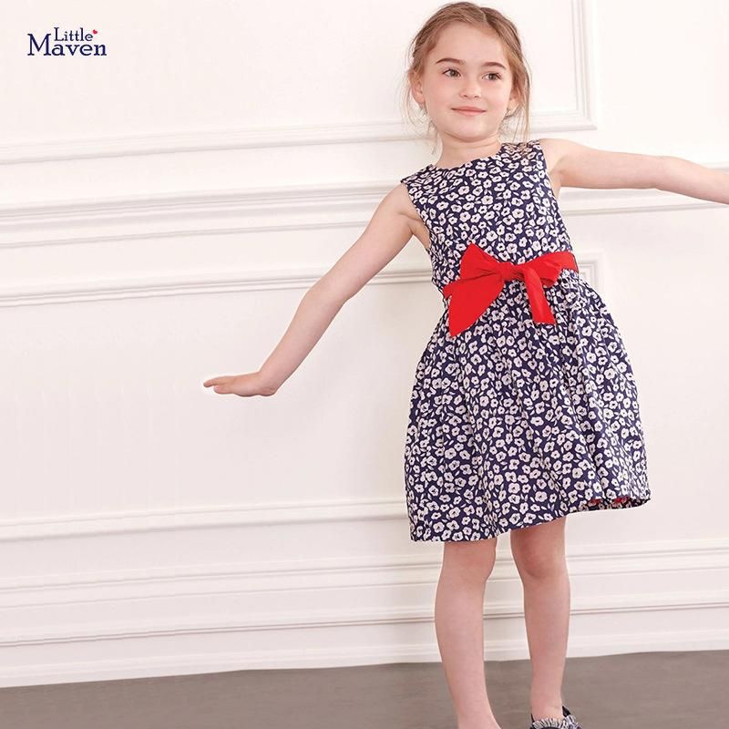 2023 Girls Dress Summer European And American Children's Clothes Woven Floral Slee