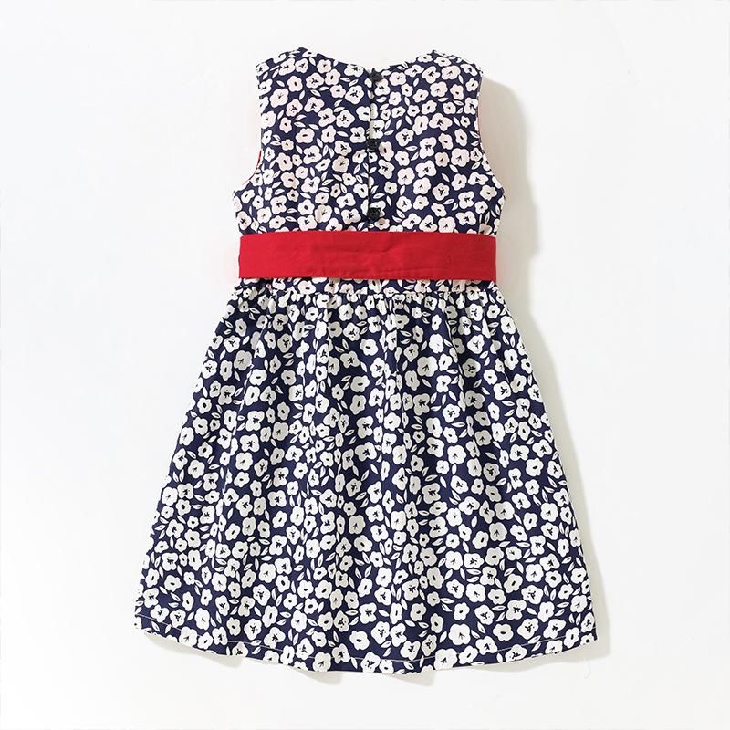 2023 Girls Dress Summer European And American Children's Clothes Woven Floral Slee