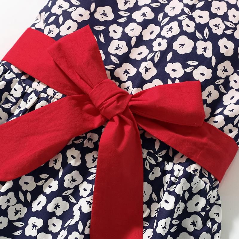2023 Girls Dress Summer European And American Children's Clothes Woven Floral Slee