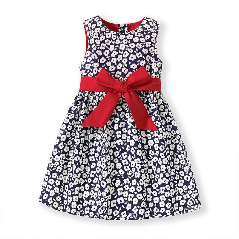 2023 Girls Dress Summer European And American Children's Clothes Woven Floral Slee