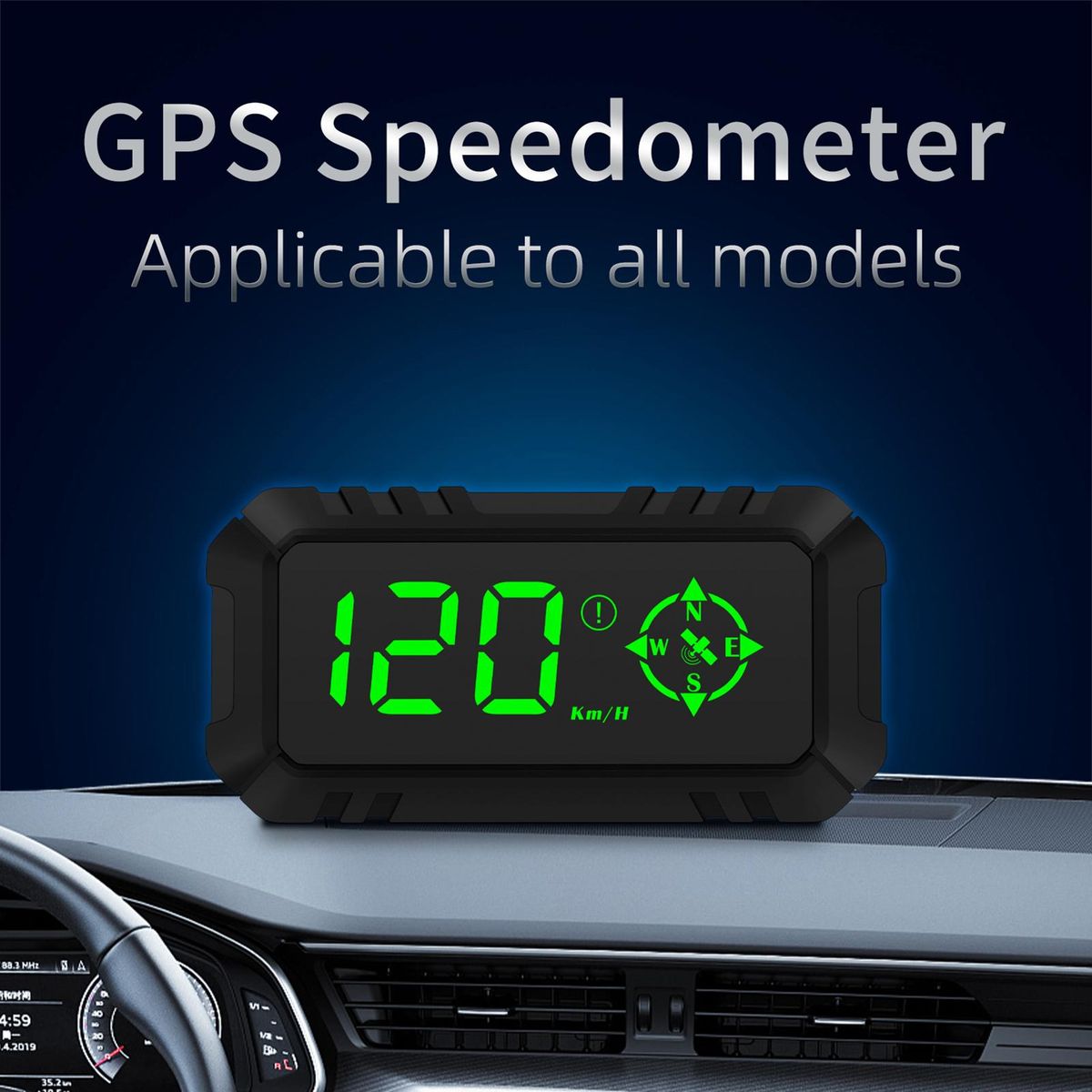 Car HUD Head-up Display Digital GPS Navigation Speedometer GPS Dual System Display Screen with Speed, Direction, Trip Distance, Overspeed Alarm, Fatigue Driving Alarm for All Vehicles