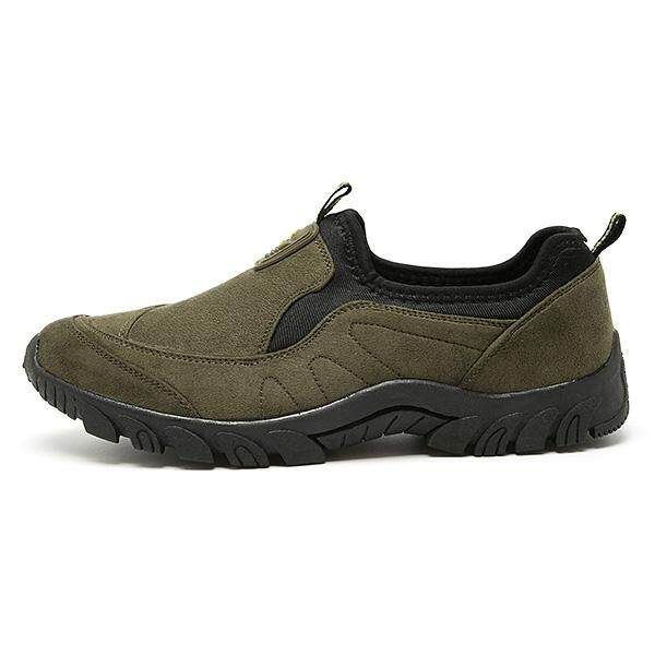 Men Canvas Elastic Slip On Light Weight Sports Outdoors Walking Shoes Sneakers Dark Green {43}