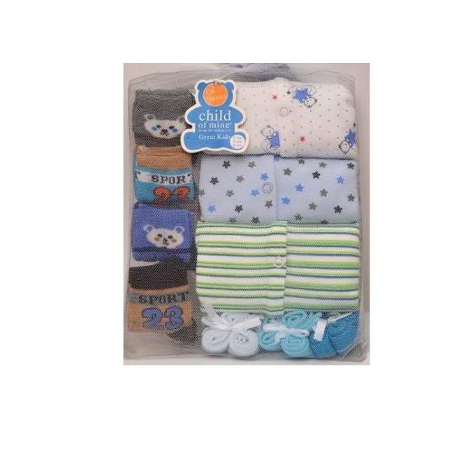 New Born Baby Gift Set 3 Long Sleeve  Overall+4socks+ Towels