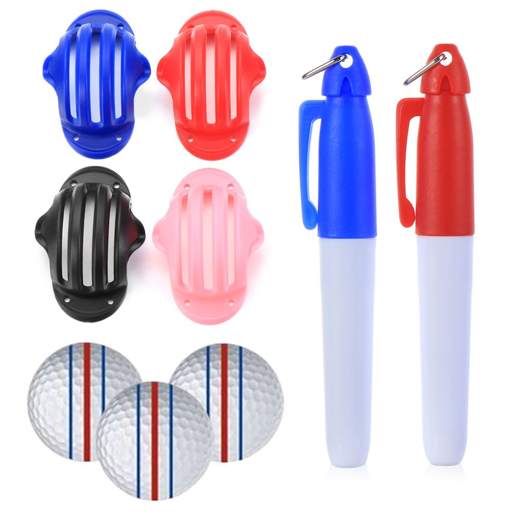 Golf Ball Triple Track Erc Chrome Soft 3 Line Marker 2 Pen