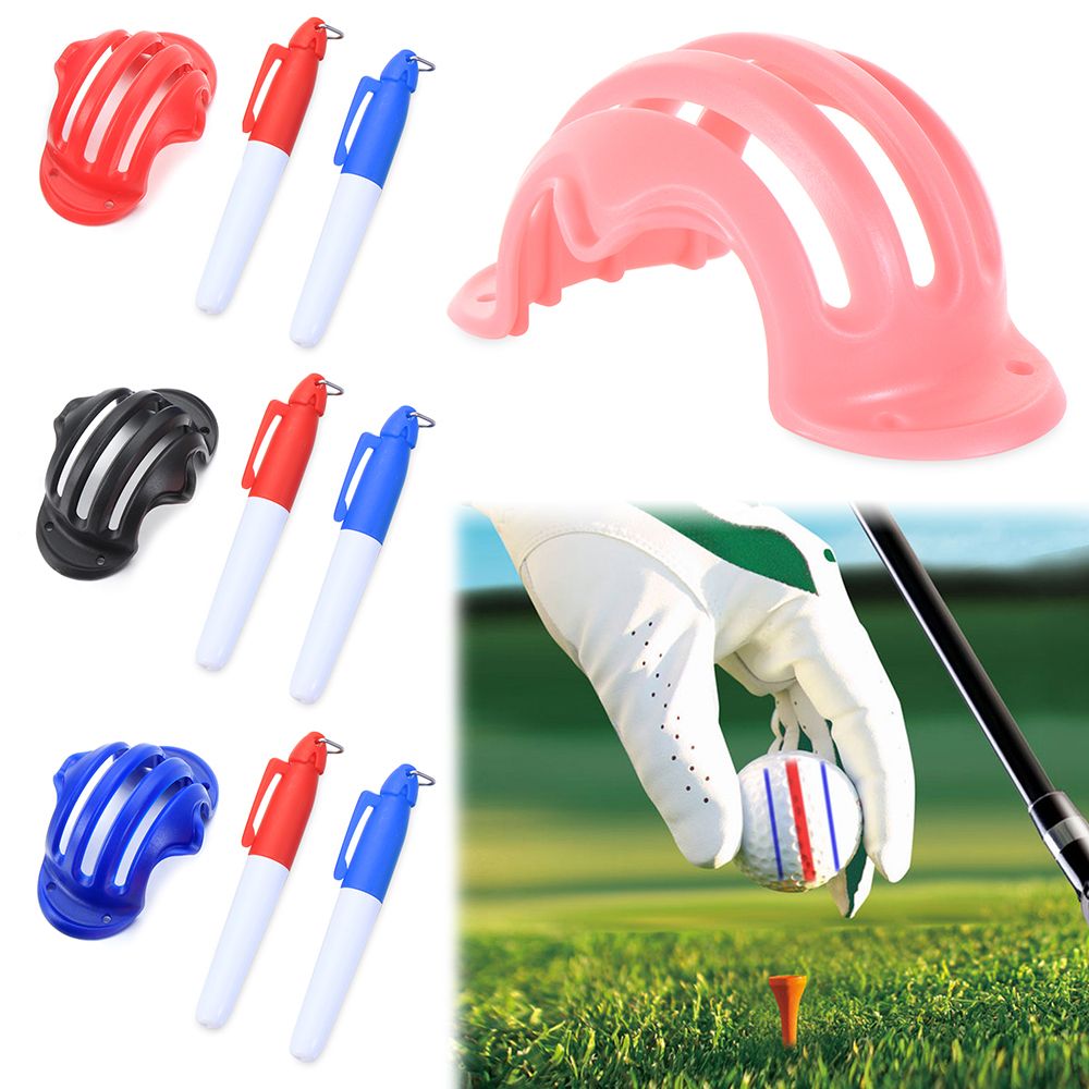 Golf Ball Triple Track Erc Chrome Soft 3 Line Marker 2 Pen