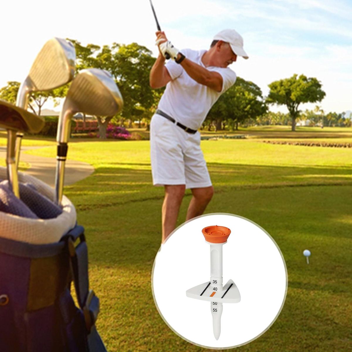 Big Head Golf Tee Premium Adjustable Golf Tee Reduce Friction Enhance Orange