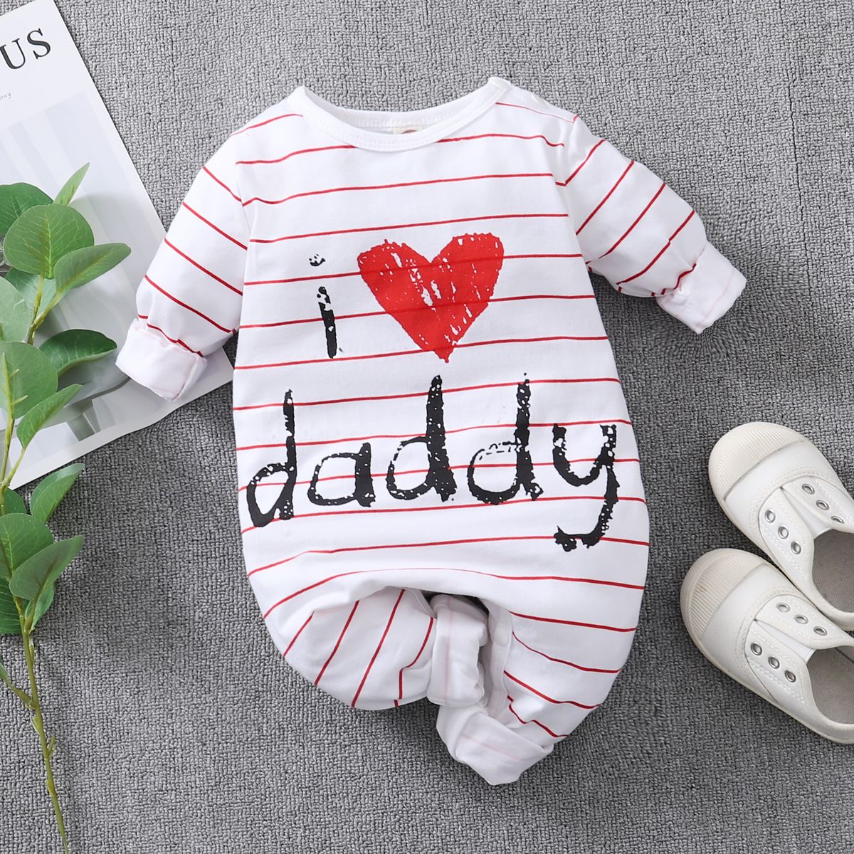 Unisex Baby Girls Boys Long Sleeve Love Daddy Jumpsuit