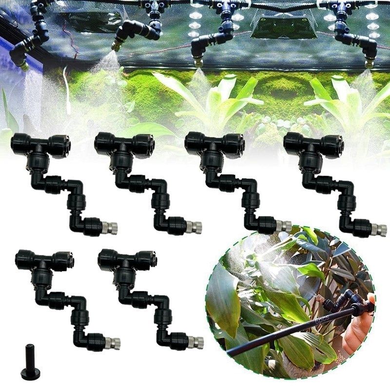 6Pcs Terrarium Adjustable Misting Nozzles 360 Degree Rotating Foer Sprinkler For Reptiles Greenhouse Quick Connectors 6pcs Sprinkler