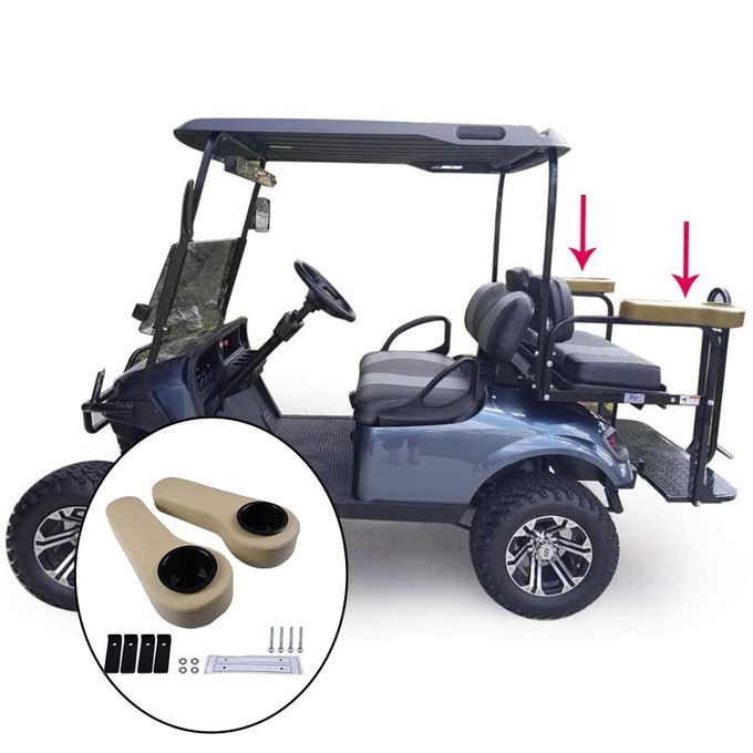 2pcs Golf Cart Armrest With Cup Holder For Car Accessories Brown